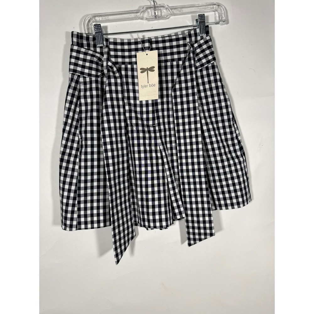 Tyler Boe Black White Gingham Tie Waist Shorts NWT Size 2